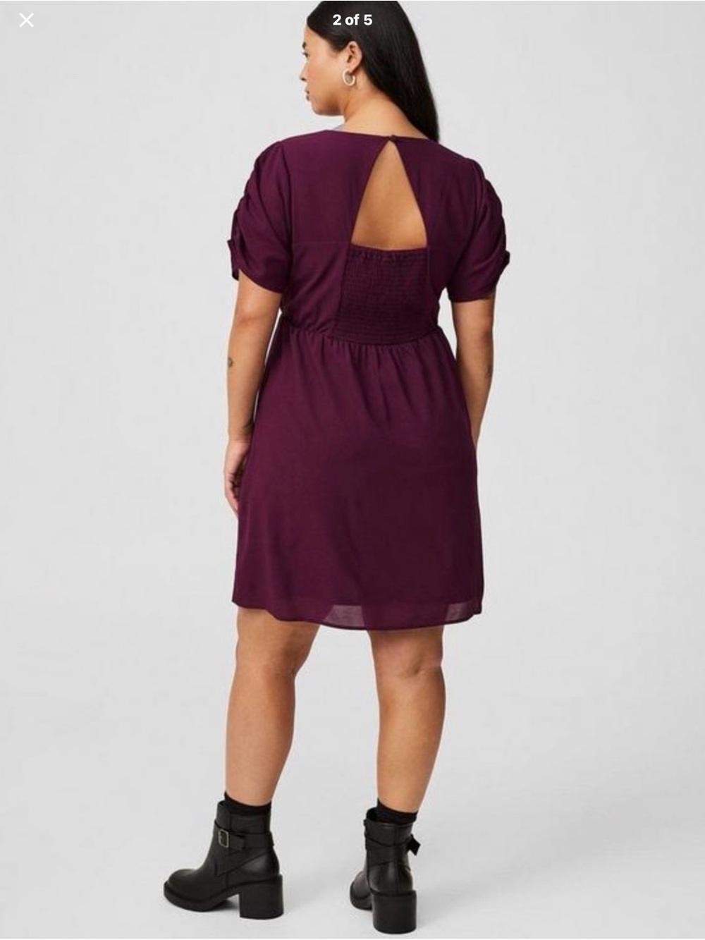 NWT Torrid Plum Short Sleeve Keyhole Back Mini Dress